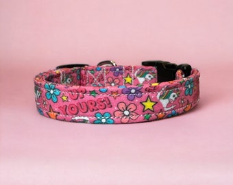 Unicorn dog collar, middle finger, dog collar, up yours, side release adjustable collar, handmade dog collar, funny dog collar, washable