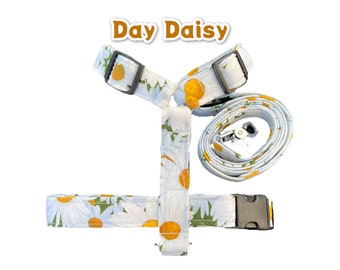 Daisy dog harness and leash set, standard roman harness, step in harness, puppy harness, dog harness, floral pet harness, floral dog harness
