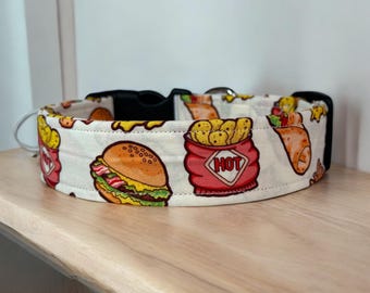 Fast food dog collar, Dog collar, handmade side release collar, girl dog collar, boy dog collar, custom collar, washable adjustable collar
