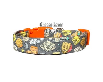 Cheese dog collar, funny dog collar, food dog collar, side release collar, adjustable collar, washable, fabric dog collar, Swiss cheese,