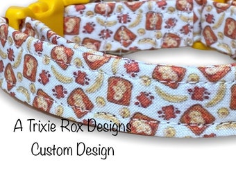 Banana dog collar, peanut butter dog collar, food dog collar, funny dog collar, washable, eco friendly, adjustable, cat collar, dog collar