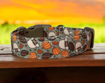 Fall Football dog collar, funny dog collar, handmade side release dog collar, girl dog collar, boy dog collar, custom adjustable dog collar