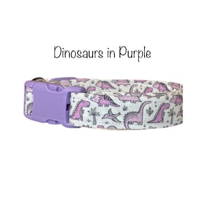 Purple Dinosaur Dog Collar: Adjustable, Washable, Eco Friendly