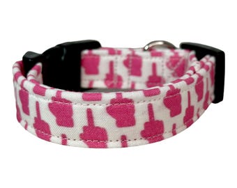 Middle finger dog collar, funny dog collar, handmade custom dog collar, personalized collar, washable adjustable side release pet collar