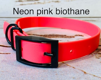 Biothane dog collar, pink dog collar, dog collar, buckle dog collar, waterproof collar, neon pink biothane, vegan leather dog collar