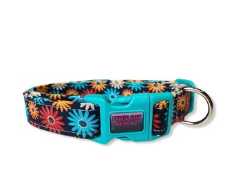 Floral dog collar, dog collar, floral collar, adjustable collar, cat collar, dog collar girl, fabric dog collar, side release, washable