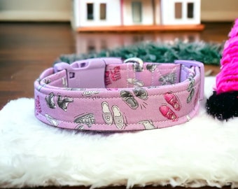 Tiny shoes dog collar, girl dog collar, funny dog collar, side release adjustable collar, washable dog collar, handmade dog collar, shoes