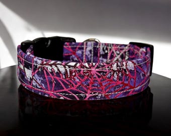 Spider web Halloween dog collar, handmade fabric dog collar, side release adjustable dog collar, funny dog collars, washable, gift for dog