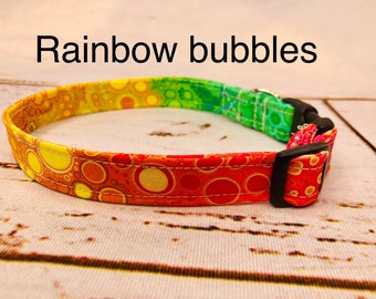 Rainbow bubble dog collar, adjustable collar, washable collar, side release collar, abstract, girl dog collar, rainbow, bubbles, ombre