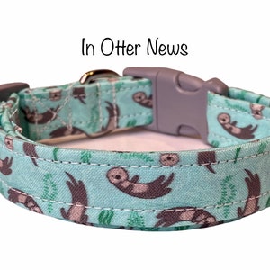 Otter Print Dog Collar: Adjustable, Washable, Eco Friendly