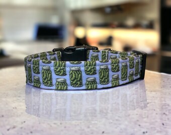 Pickle dog collar, food dog collar, funny dog collar, periwinkle blue, quick release, side release, adjustable pet collar, collar for dog