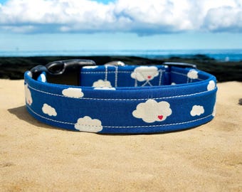 Clouds, Funny dog collar, dog collar, handmade side release dog collar, girl dog collar, custom dog collar, washable adjustable dog collar