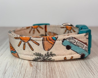 Surfer Dog Collar: Handmade Adjustable Side Release Collar, handmade funny dog collars, side release, washable