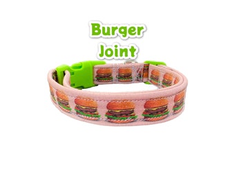 Hamburger dog collar, girl dog collar, boy dog collar, adjustable dog collar, handmade dog collar, custom dog collar, washable, cat collar