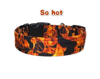 Dog collar, dog collar boy, dog collar girl, flames dog collar, fire dog collar, side release dog collar, adjustable dog collar, washable,