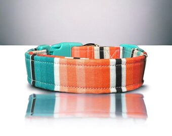 Fiesta Striped Dog Collar: Handmade Adjustable Side Release, handmade funny dog collars, side release, washable 