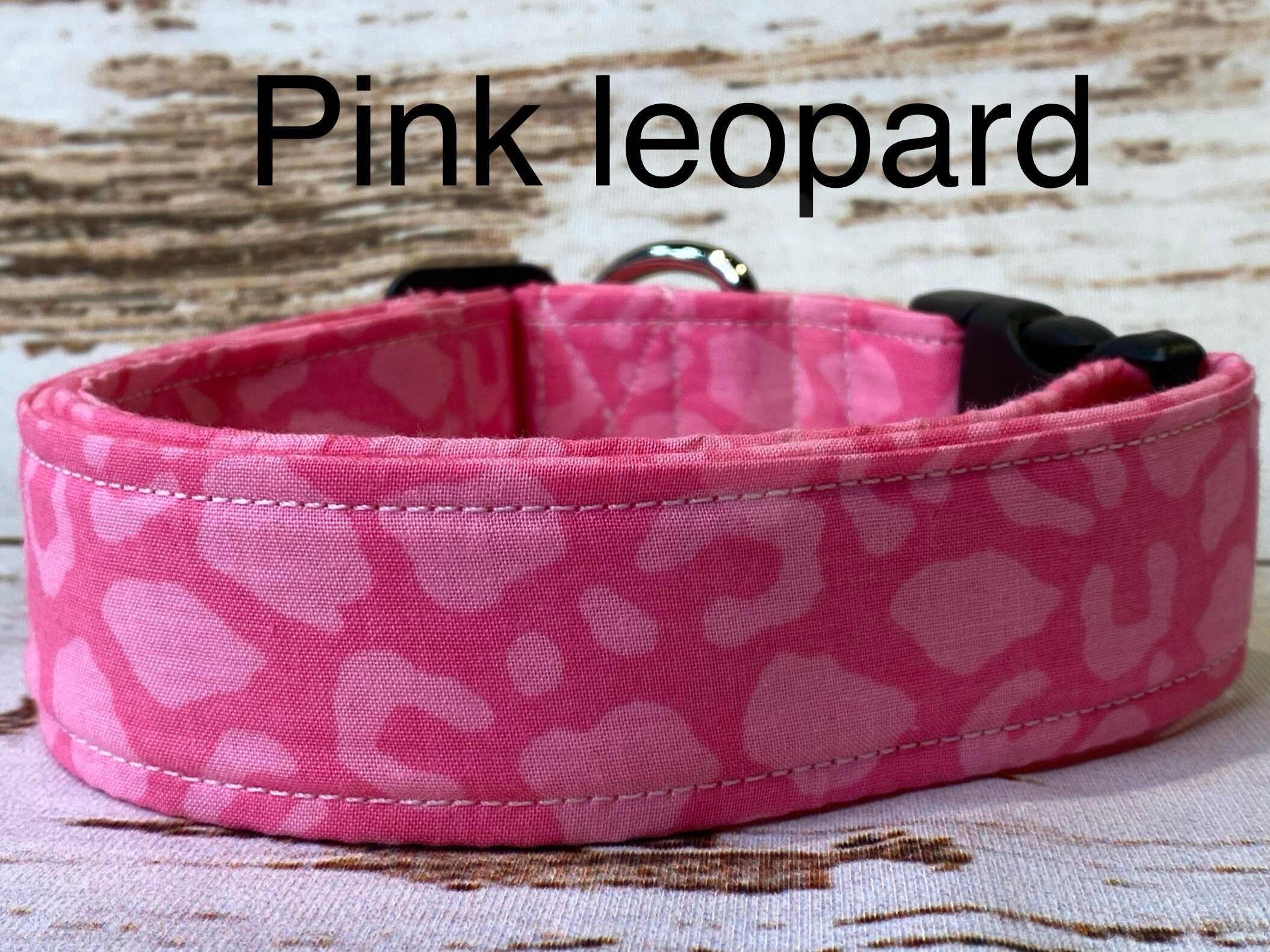 Pink leopard print dog collar, pink cheetah print dog collar, girl dog