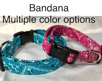 Bandana print, multiple color choices, standard adjustable dog collar,  or martingale collar