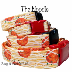 Noodle Dog Collar: Funny Spaghetti Fabric Collar, Adjustable, funny dog collar, side release, washable, adjustable