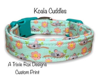 Koala dog collar, cute dog collar, funny dog collar, adjustable, washable, eco friendly, side release, cat collar, fabric dog collar, koala