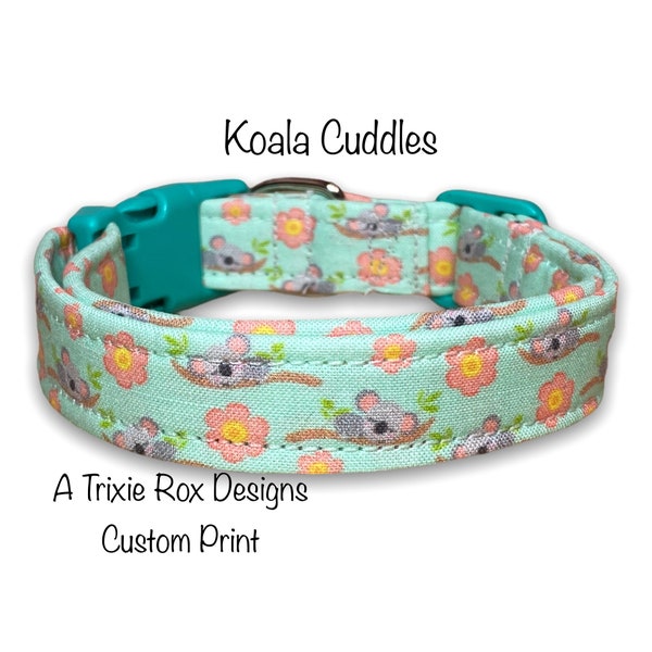 Koala dog collar, cute dog collar, funny dog collar, adjustable, washable, eco friendly, side release, cat collar, fabric dog collar, koala