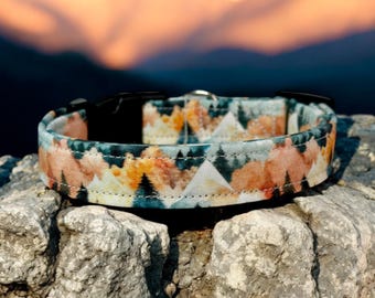 Mountain dog collar, handmade side release dog collar, girl dog collar, boy dog collar, custom dog collar, washable, adjustable collar