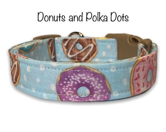 Donut dog collar, wide dog collar, donut lover, dog collar, fabric dog collar, thick dog collar, donuts, side release dog collar, adjustable
