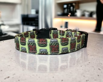 Pickle Dog Collar: Funny Food Print, Adjustable Pet Collar, funny dog collar, side release, washable, adjustable 