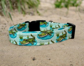 Alligator dog collar, handmade side release dog collar, girl dog collar, boy dog collar, custom dog collar, washable adjustable dog collar