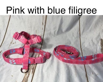 Dog harness, Harness and leash, step in harness, standard harness, dog harness set, dog halter, pink, blue, dog harness girl, pink and blue