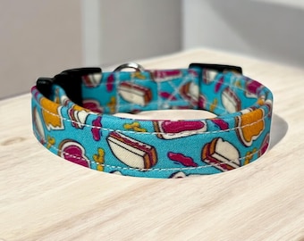 Peanut Butter Jelly dog collar, handmade fabric dog collar, side release adjustable dog collar, funny dog collars, washable, gifts for dogs