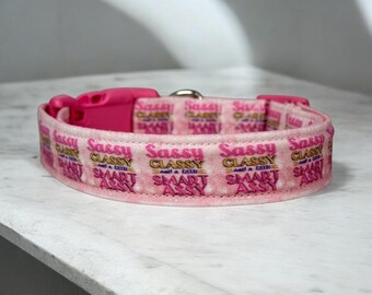 Sassy classy smart assy dog collar, dog collar, handmade side release dog collar, funny dog collar, custom dog collar, washable, adjustable