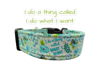 Funny dog collar, cuss word dog collar, wide dog collar, side release, adjustable dog collar, washable collar, fabric collar, do what I want