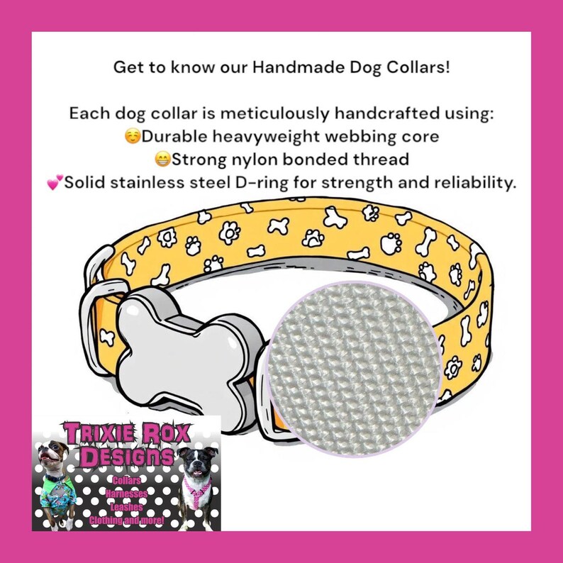 Potato Chip Fabric Dog Collar: Handmade Adjustable Pet Collar, funny dog collar, side release, washable, adjustable bild 5