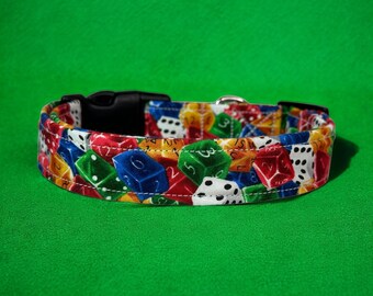 Dice dog collar, funny dog collar, handmade side release dog collar, girl dog collar, boy dog collar, custom adjustable dog collar, washable
