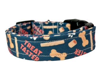 Treat Taster Dog Collar: Handmade Adjustable Side Release Collar, handmade funny dog collars, side release, washable 