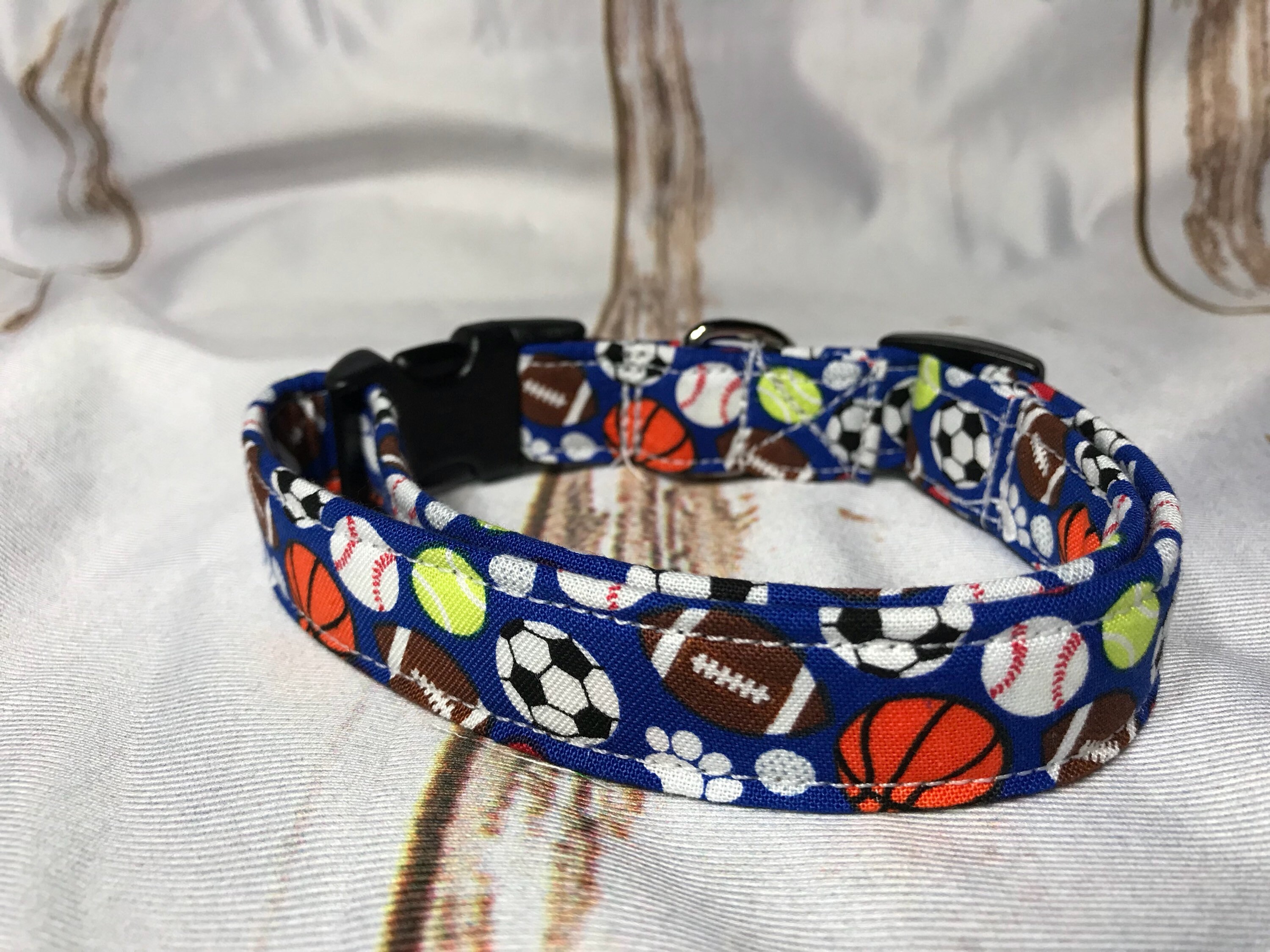 Sports dog collar, balls dog collar, boy dog collar, funny dog collar