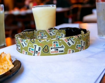 Guacamole extra dog collar, food dog collar, funny dog collar, dog collar girl, dog collar boy, side release collar, fabric dog collar