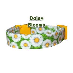 Floral dog collar, daisy dog collar, girl dog collar, handmade dog collar, custom dog collar, adjustable, washable collar, daisy print,