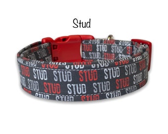 Stud dog collar, funny dog collar, dog collar, stud, black, red, cat collar, stud cat collar, eco friendly collar, washable, adjustable