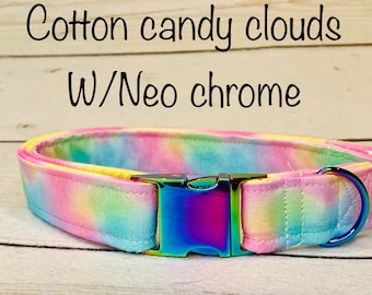 Dog Collar, adjustable dog collar, cotton candy dog collar, metal buckle, neo chrome, buckle dog collar, dog collar girl, pastel dog collar