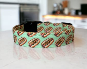 Hot dog collar, food dog collar, funny dog collar, hot dog cat collar, side release adjustable, dog collar boy, dog collar girl, hot dogs