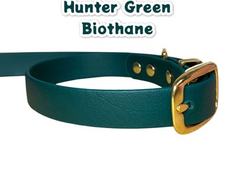 Hunter Green Biothane dog collar, waterproof dog collar, green waterproof dog collar, buckle dog collar, stink proof, vegan leather collar