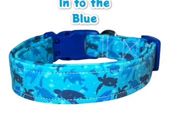 Turtle dog collar, ocean dog collar, sea turtle dog collar, cat collar, quick release, side release, adjustable, pet collar, collar for dog
