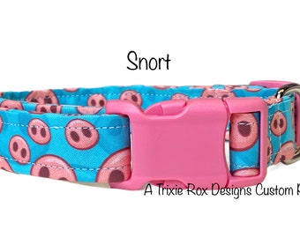 Pig dog collar, pig collar, pig nose, pink pig nose, dog collar, cat collar, eco friendly collar, adjustable collar, funny dog collar, pigs