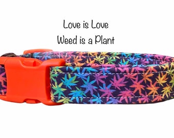 Dog collar, weed dog collar, marijuana dog collar, marijuana, weed, rainbow dog collar, funny dog collar, eco friendly dog collar, rainbow