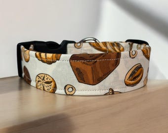 Bread dog collar, Dog collar, handmade side release dog collar, girl dog collar, boy dog collar, custom collar, washable adjustable collar