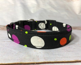 Halloween polka dot dog collar, standard adjustable