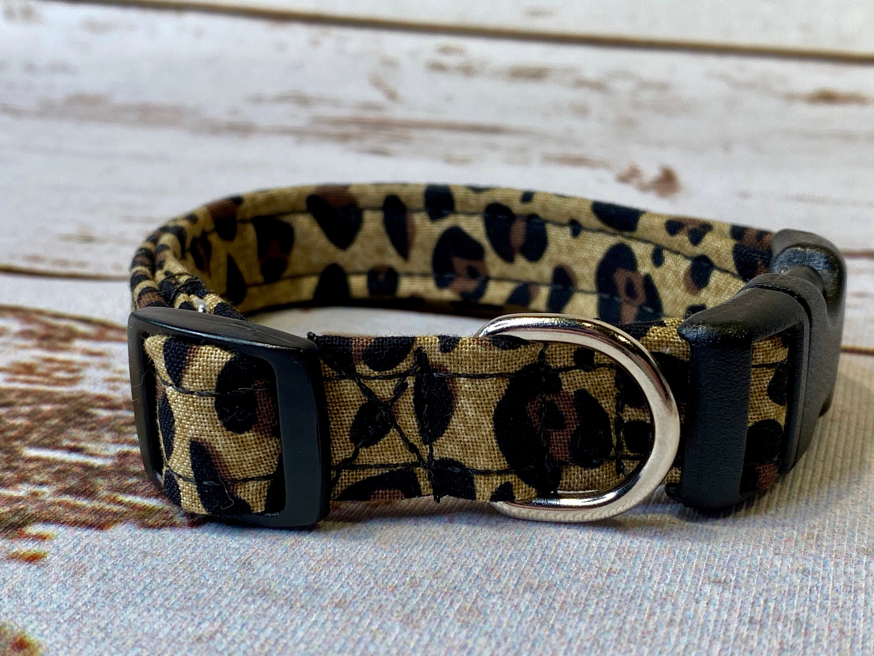 Leopard print dog collar, girl dog collar, side release adjustable ...