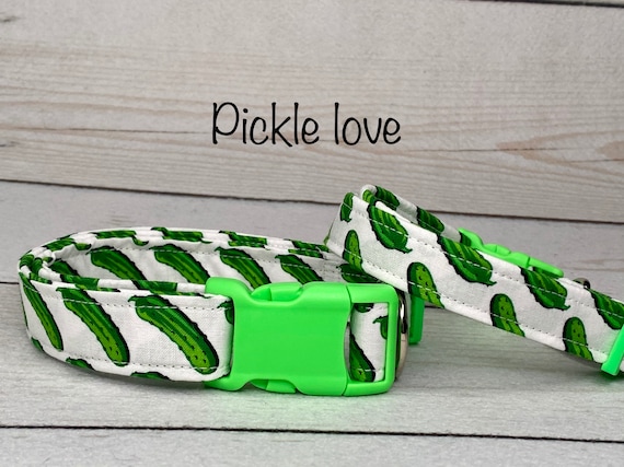 Dog collar with pickles on it hotsell